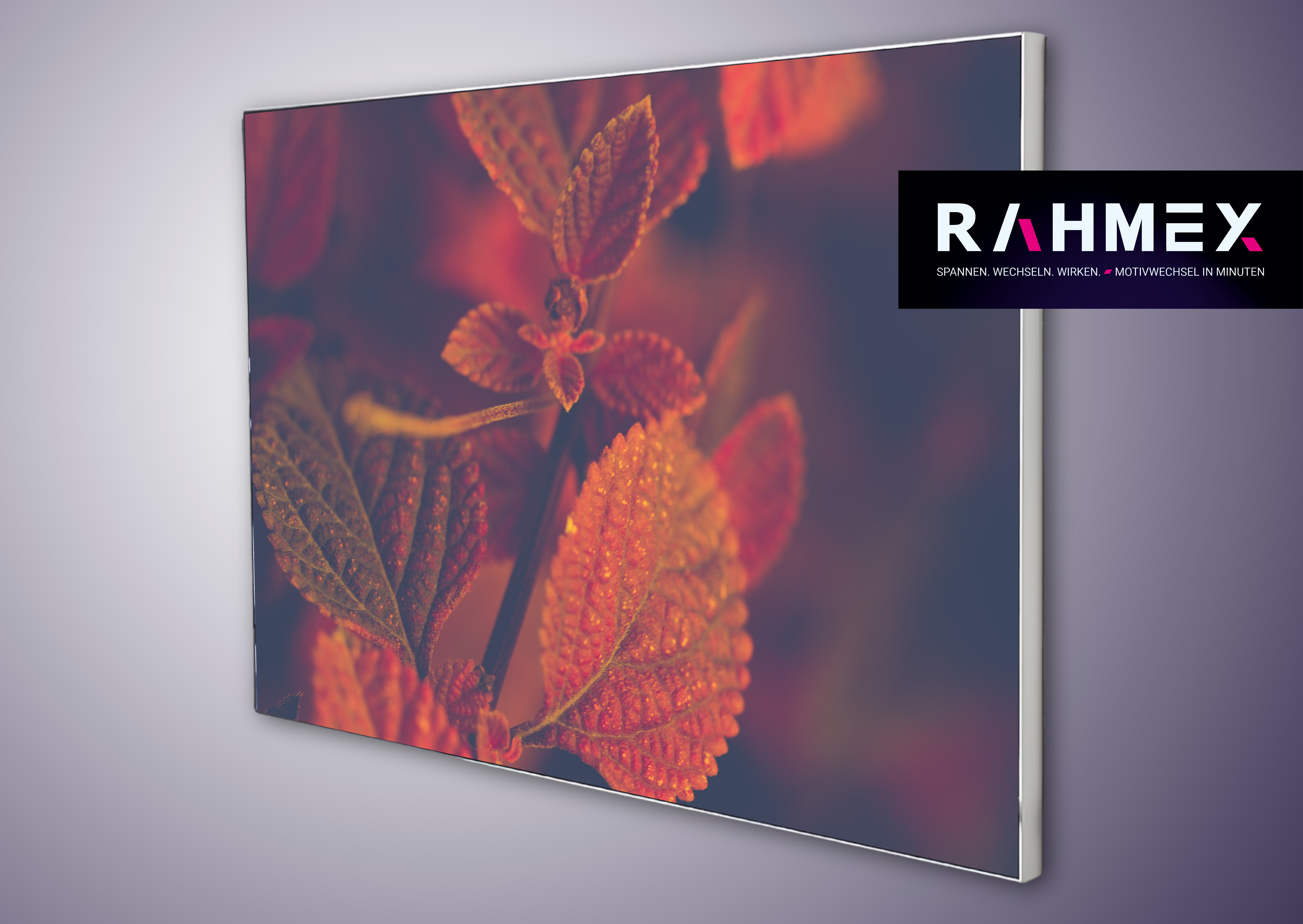 RAHMEX Textilspannrahmen 40 x 30 cm zur Wandmontage Indoor  – inkl. Druck | Motivwechsel in Minuten